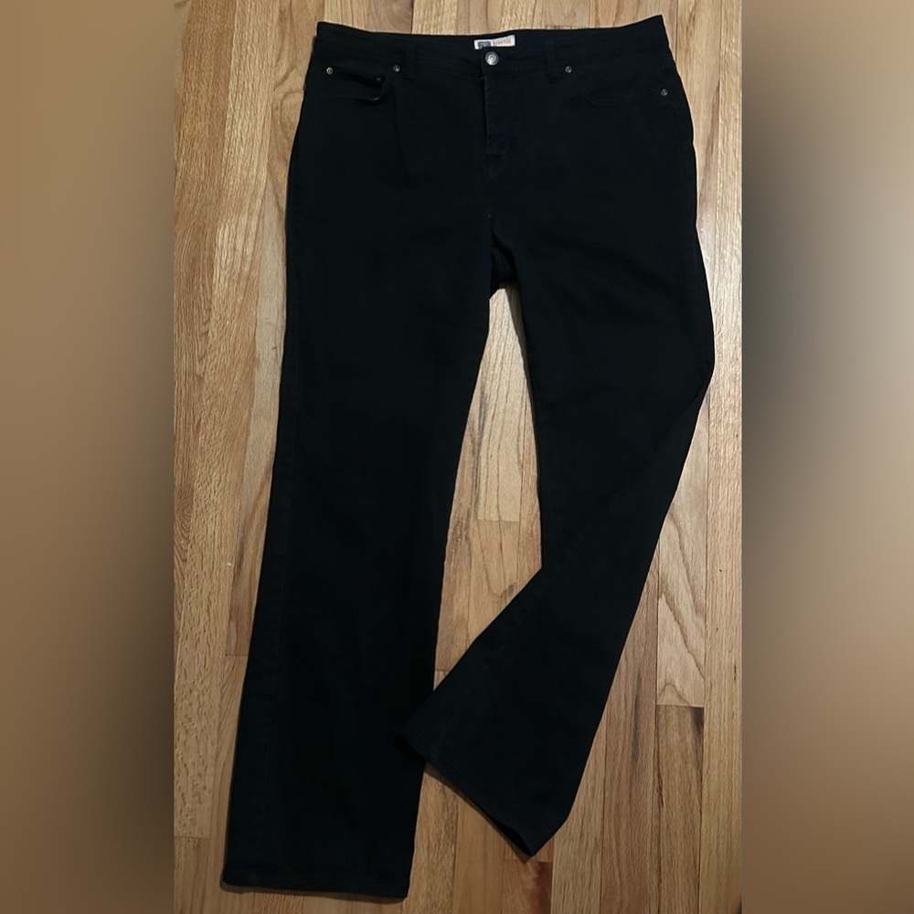 Faded Glory Black Stretch Denim Jeans | Size 14 | Cotton Straight Leg